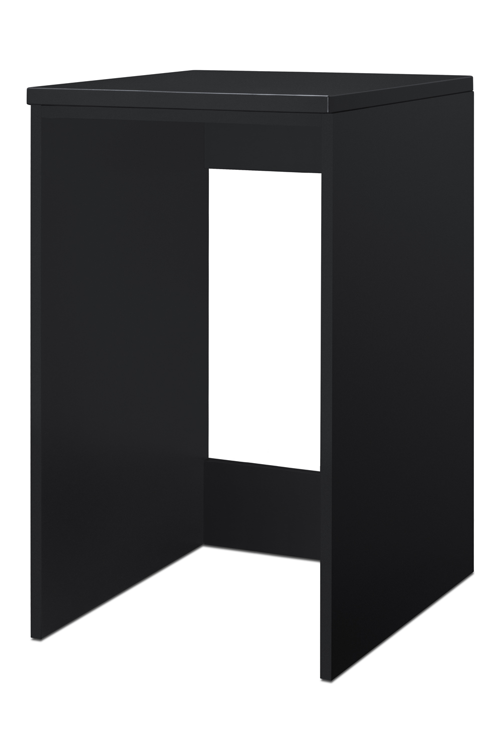 Fully assembled casework cabinet in ADA compliant height and black finish designed to accept an appliance sized under 32.25